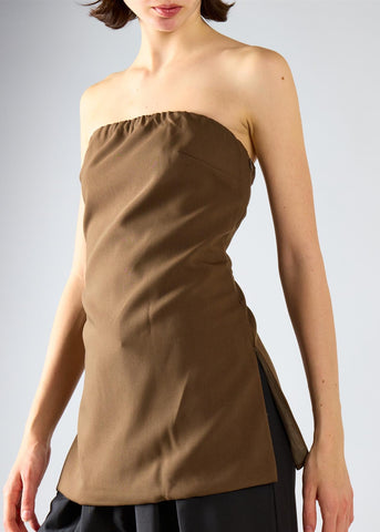 Dark Brown Longline Bandeau Top