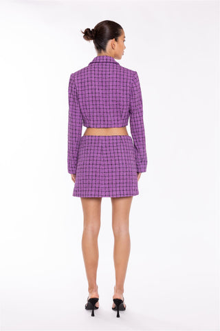 Purple-Check Cropped-Blazer