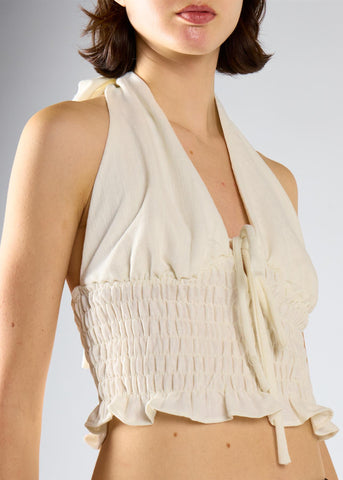 White Smocked Halter Top