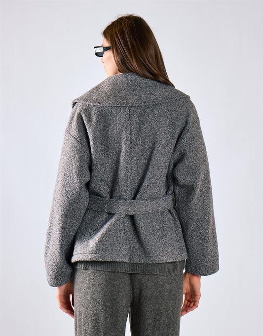 Charcoal Belted Wrap Jacket