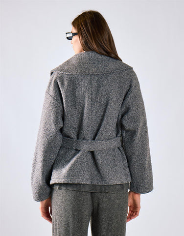 Charcoal Belted Wrap Jacket
