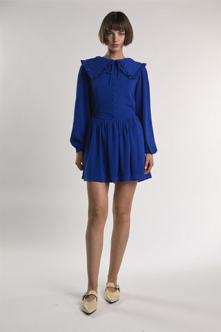 Blue Button-Down-Skater Mini-Dress