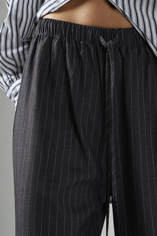 Dark Grey Pinstripe Wide Leg Trousers