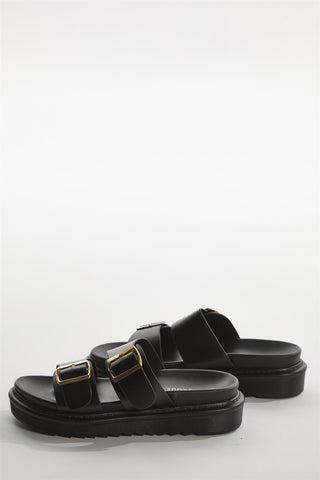Black Double-Strap Sandals