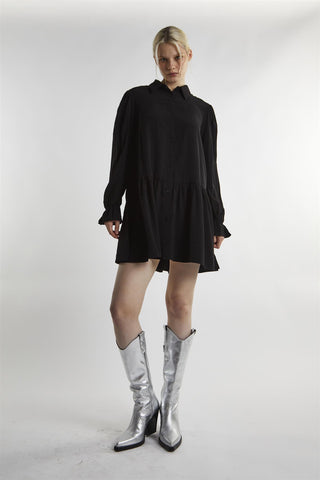 Black Collared Mini-Dress
