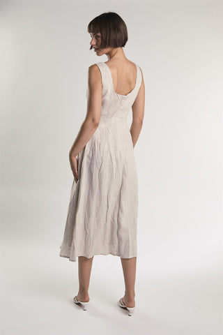 Beige Fleck Square Neck Maxi Dress