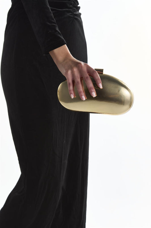 Molten Pebble Clutch Bag - Gold