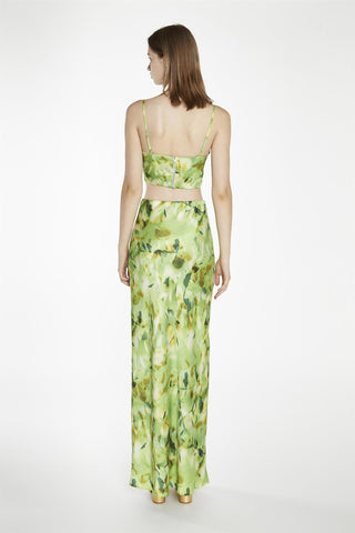 Green Multi-Blur Tie-Front Corset-Top