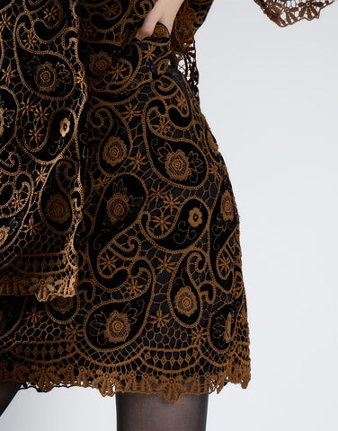 Black Brown Paisley Mini Skirt