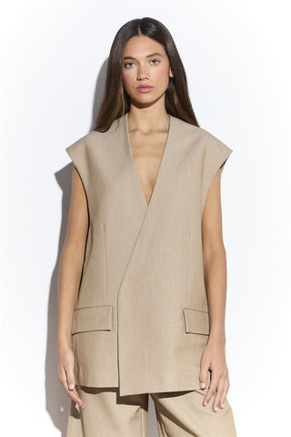 Sand Sleeveless Blazer