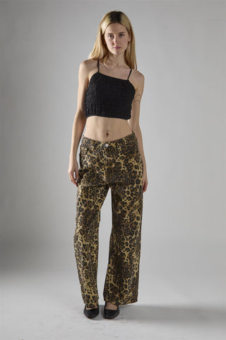 Black Shirred Crop-Top