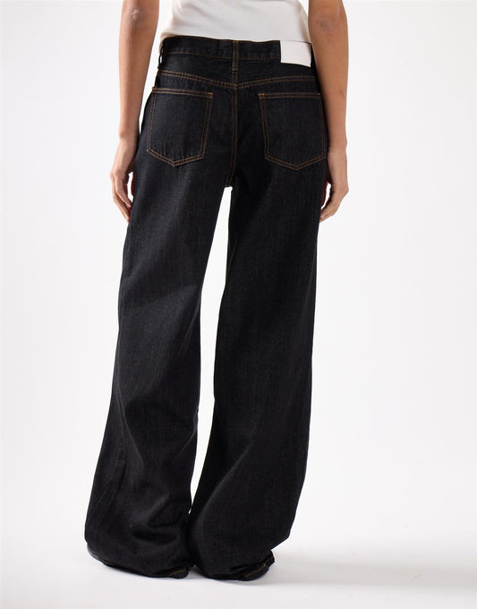Indigo Mid Rise Baggy Jeans