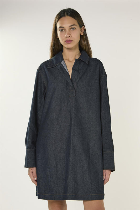 Dark Navy Long Sleeve Shirt Dress