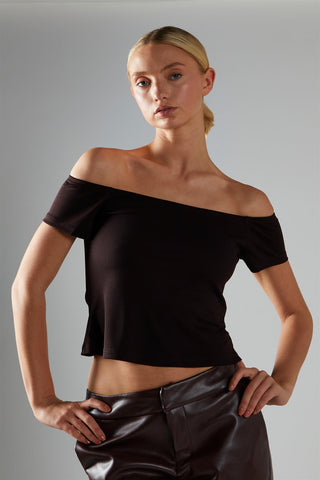 Bitter-Chocolate Bardot Top