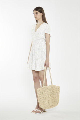 Shift Short Dress - White Amber Ditsy