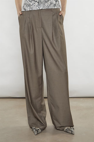 Taupe-Brown Wide-Leg Trousers