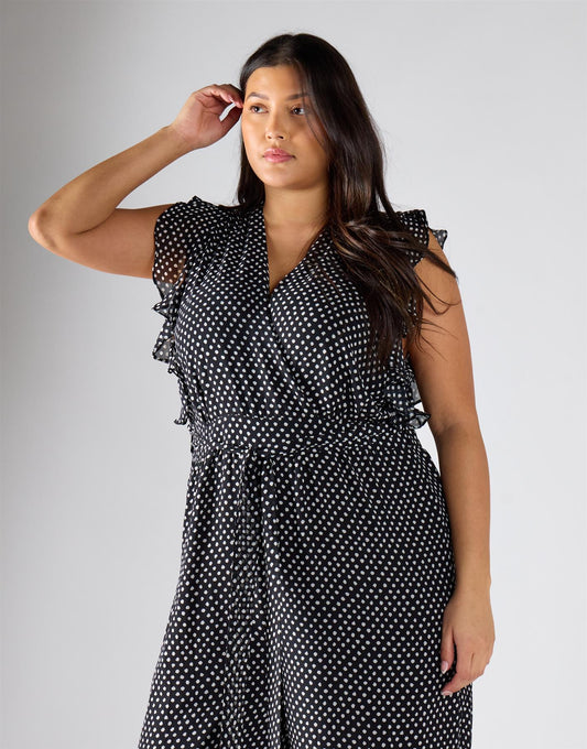 Glamorous Curve Black Blur Dot Jumpsuit