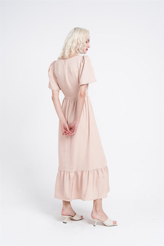 Sandstone Square-Neck- Maxi-Dress