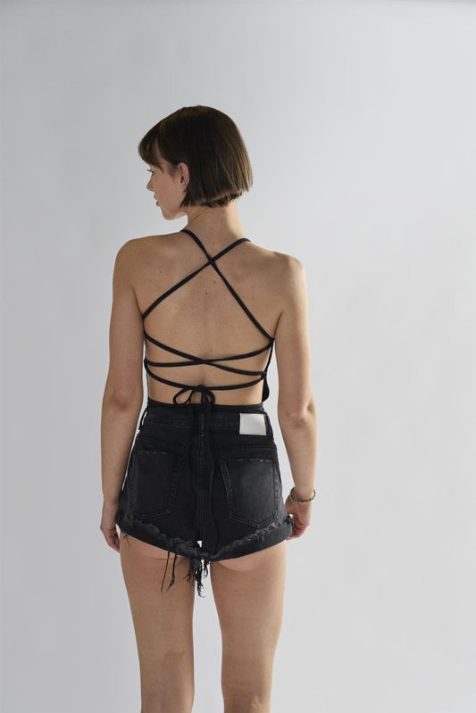 Black Ripped Denim Shorts