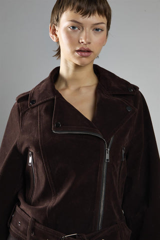 Rich Brown Biker Long Sleeve Jacket