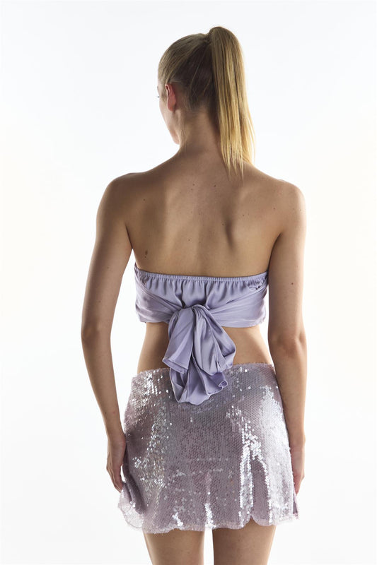 Lilac Sateen Badana Strapless Top