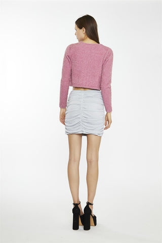 Pink Tinsel Long-Sleeve Crop-Top