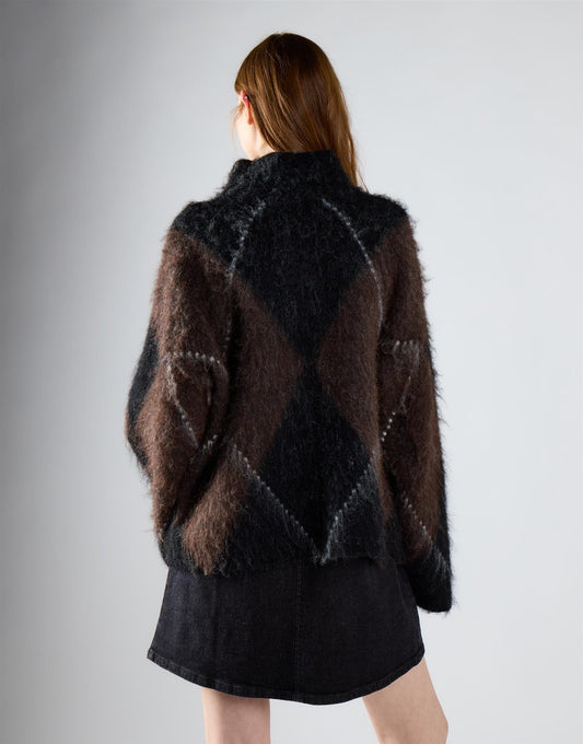 Black Brown Argyle Knit Jumper