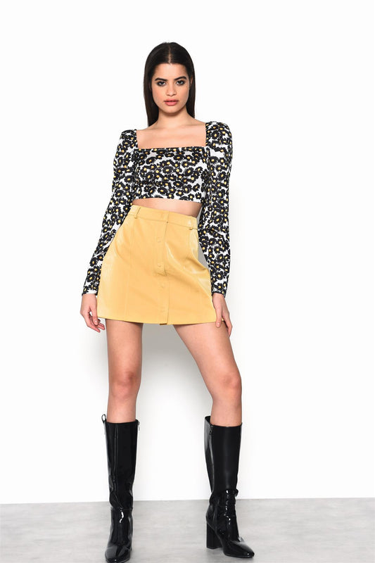 Ochre-Pu A-Line Mini-Skirt