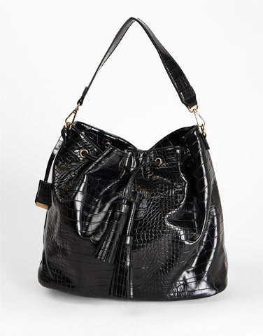 Black Drawstring Hobo Bag