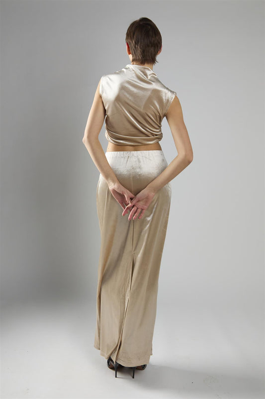 Oyster Velvet Mid-Rise Maxi Skirt