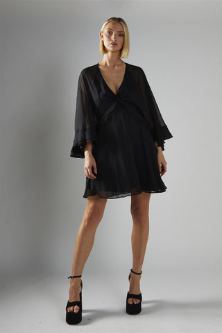 Black V-Neck-Swing Mini-Dress