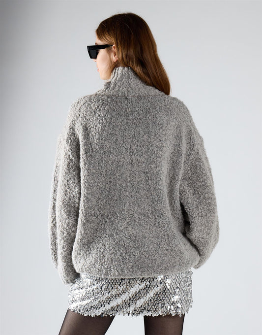 Silver Diamond Sequin Mini Skirt