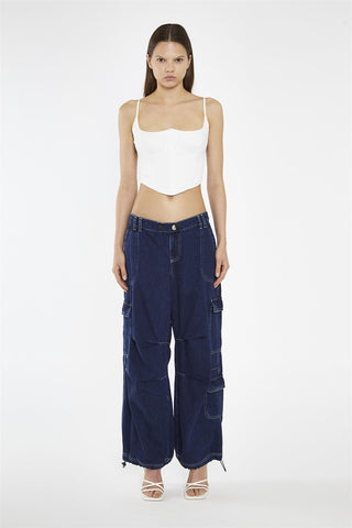 Indigo Stonewash Cargo Jeans