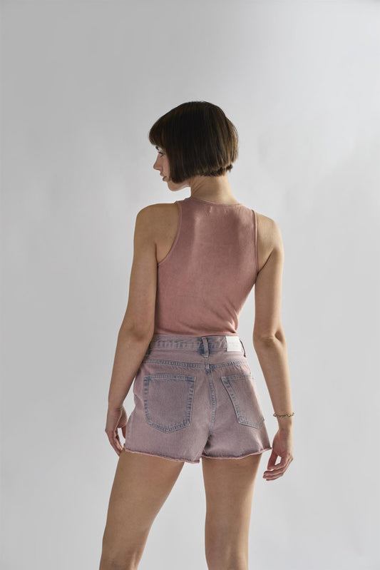 Dusty Pink Suede Tie Front Bodysuit