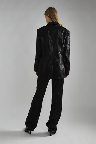 Black Metallic Sequin Oversized-Blazer
