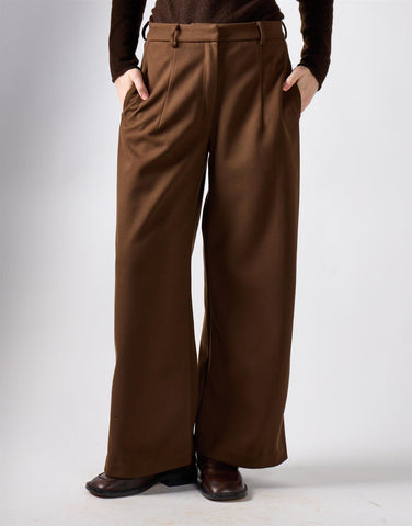 Khaki Brown Wide Leg Suit Trousers