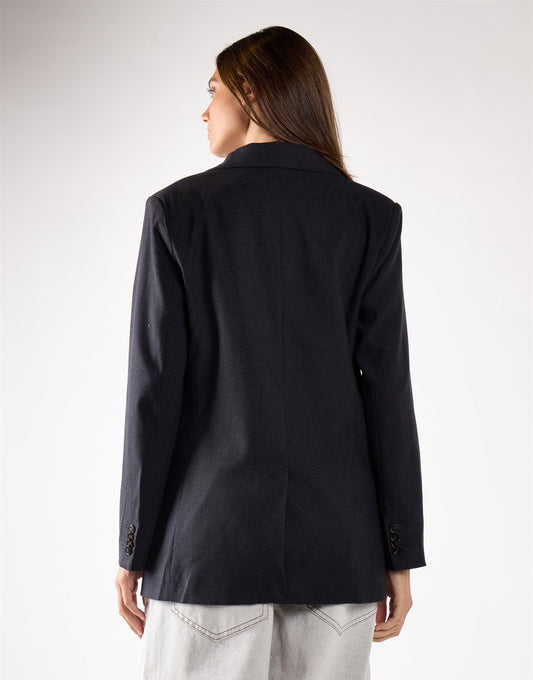 Black Marl Button Detail Blazer