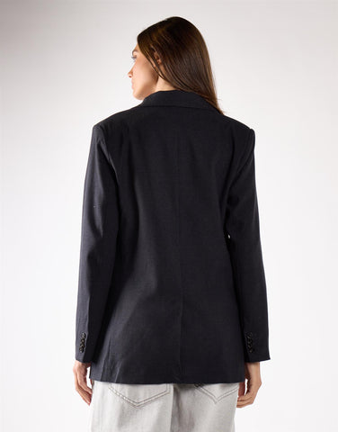 Black Marl Button Detail Blazer