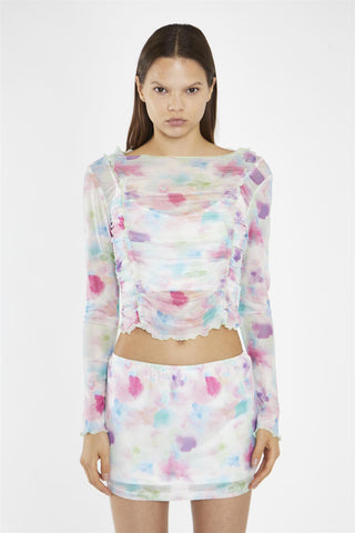 Watercolour Floral Mesh Mini Skirt