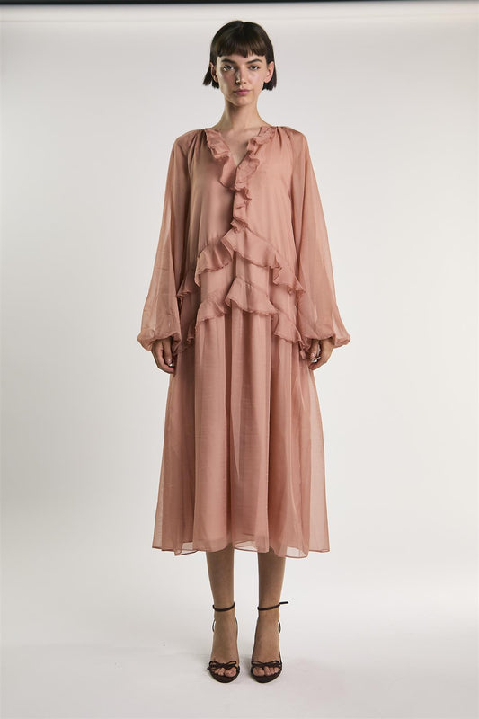 Light Copper Boho Midi Dress