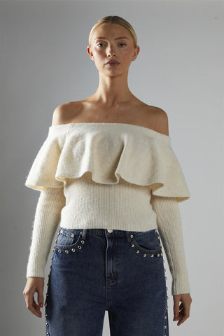 Cream Peplum-Bardot Jumper