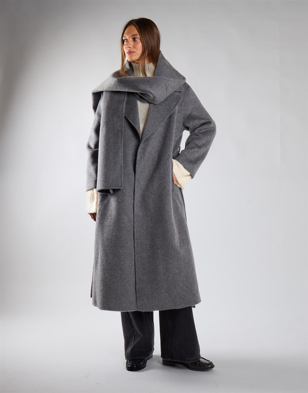 Charcoal Belted Coat