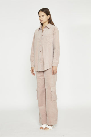 Blush Cord Ribbed Long-Sleeve Top