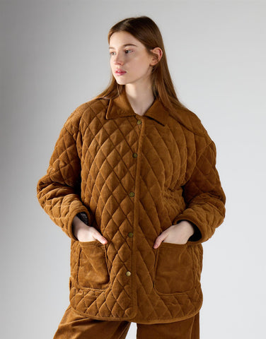 Tan Corduroy Padded Shacket Jacket