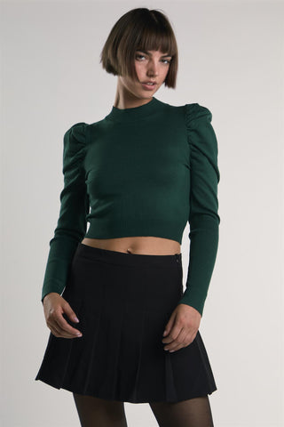 Forest-Green High-Neck Crop-Jumper