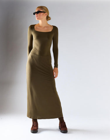 Olive Square Neck Bodysuit
