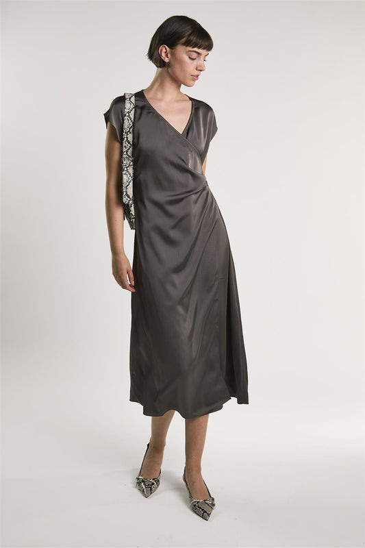 Bitter Chocolate Midi Wrap Dress