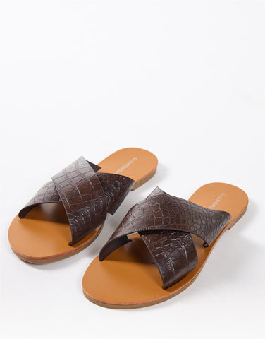 Brown Croc Open Toe Sandals