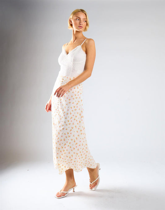 V-Neck Bodysuit - White Lace