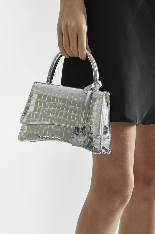 Silver Croc Clutch-Bag